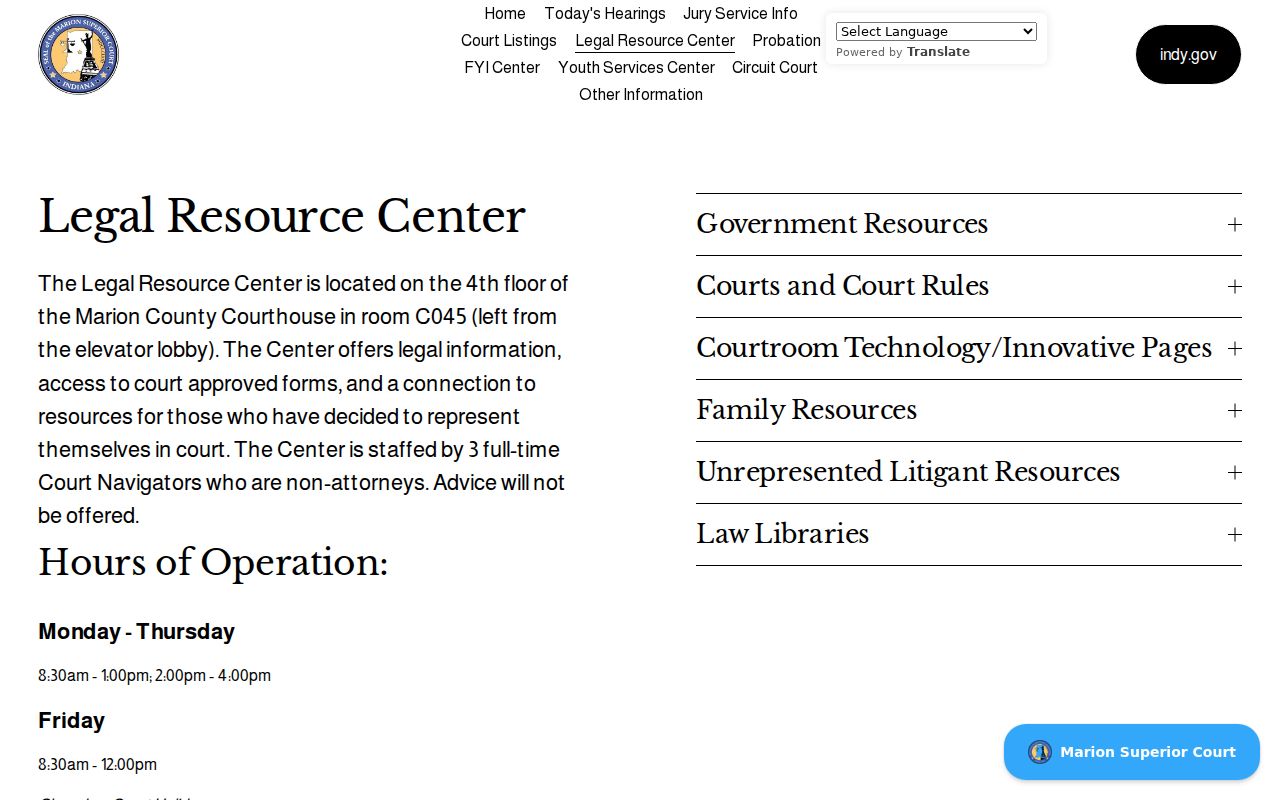 Marion County court docket Legal Resource Center