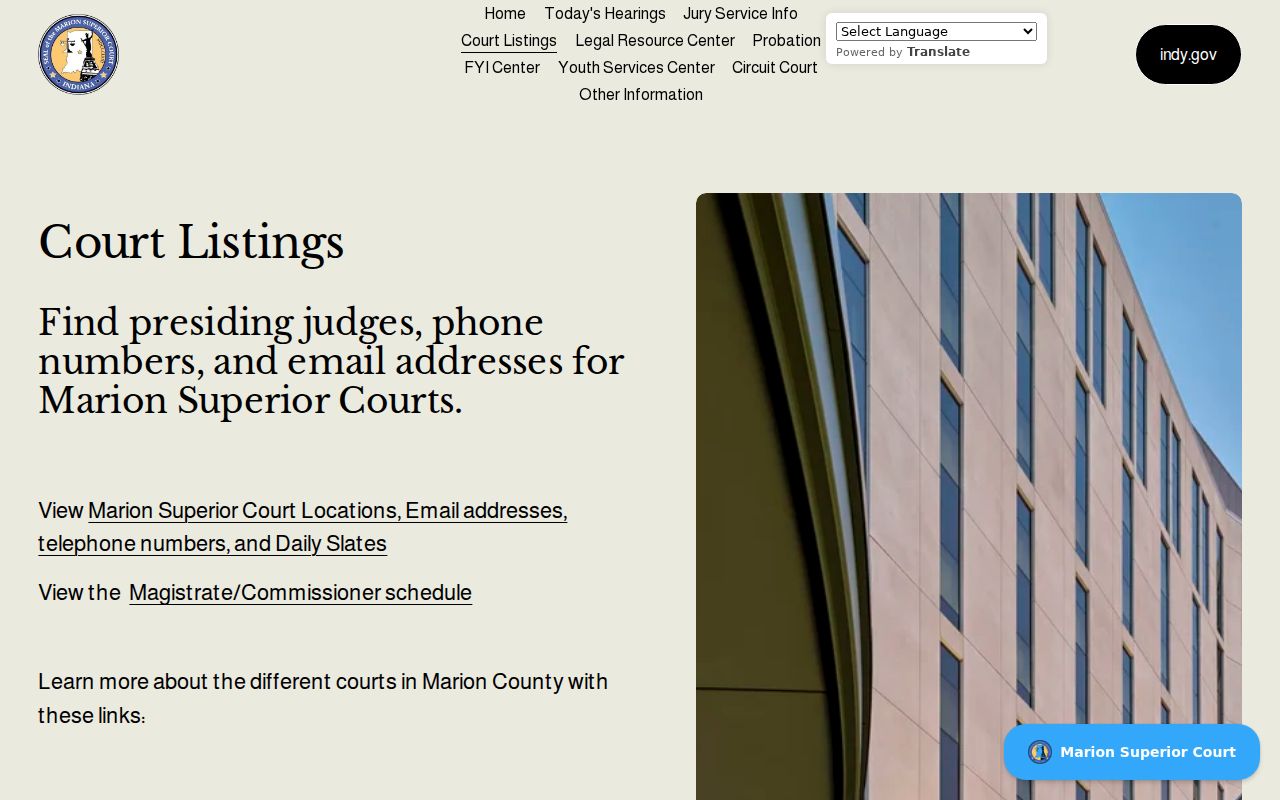 Marion County court docket division listings