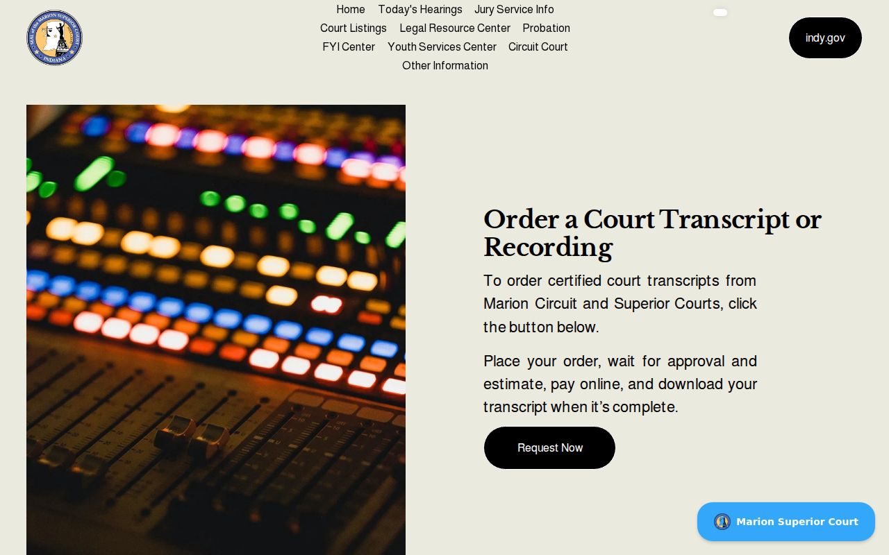 Marion County court docket transcript and recording requests